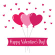 Valentines Day greeting card with hearts balloons