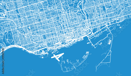 Urban vector city map of Toronto, Canada Canvas Print