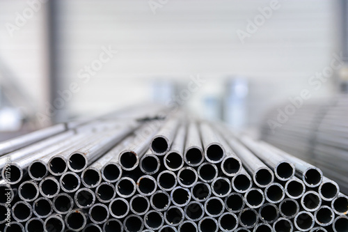 Close up of internal metal pipes in a warehouse Tableau sur Toile
