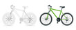 Outline bicycle outline isolated on white background. Mountain bike template for moped, motorbike branding and advertising