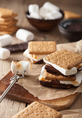 Wall Mural - homemade marshmallow s'mores with chocolate on crackers