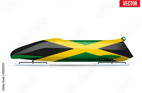 Dekoracja na wymiar  bob-sanie-z-flaga-jamajki-symbol-kraju-sportu-bobslejowego-widok-z-boku-reprezentacja-narodowa