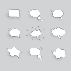 Poster - Vector paper speech bubbles isolated on gray background.