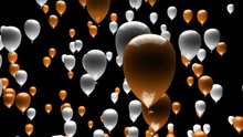 Orange White Balloons Ascending With Matte 3D Animation