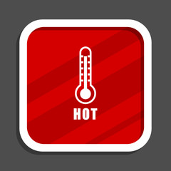 Aufkleber - Hot temperature icon. Flat design square internet banner.