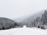 Fototapeta Most - The road 93 Icefield Parkway in Winter at Jasper National park,Canada