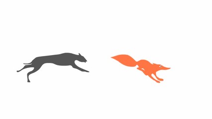 Poster - Hound chasing fox (seamless loop animation) 