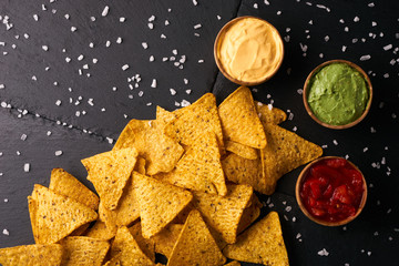 Wall Mural - Mexican nachos with sauces