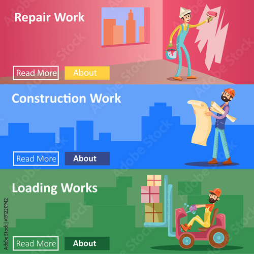 House Construction And Repair Work Vector Illustration Web Banners