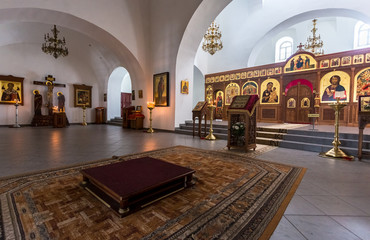 Wall Mural - Interior of the Saviour Cathedral at the St. George (Yuriev) Orthodox Male Monastery in Veliky Novgorod, Russia