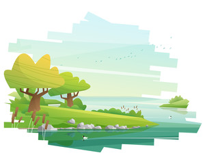 Beautiful landscape background , vector , illustration