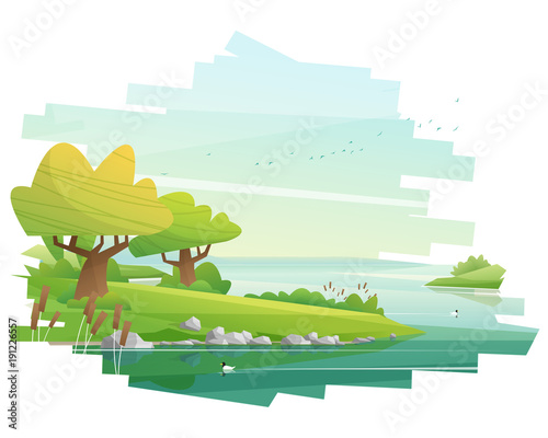 Fotomural Beautiful landscape background , vector , illustration