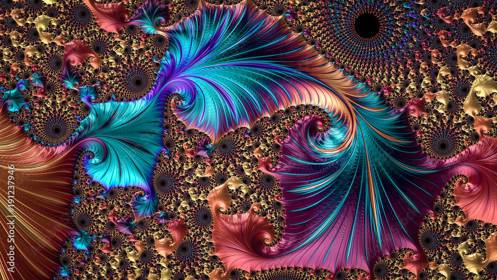 An abstract computer generated fractal design. A fractal is a never-ending pattern. Fractals are infinitely complex patterns that are self-similar across different scales. - obrazy, fototapety, plakaty 