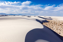 Tranquil Image Of White Sand Dunes And Beautiful Blue Sky, White Sands National Monument