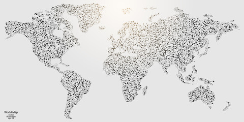  World map made of lines and triangles, the connection point of the network. Vector Illustration eps 10.