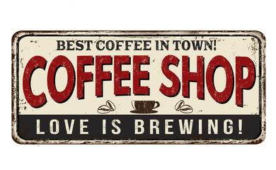 Wall Mural - Coffee Shop vintage rusty metal sign