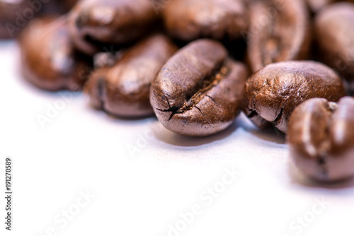 Fotografie, Obraz Coffee beans closeup on white background