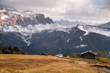 Wall Mural - Wooden cottage in dolomities alps Italy