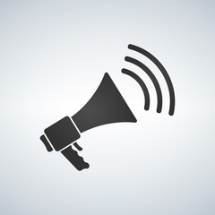 Poster - loudspeaker with waves icon vector, stock vector illustration flat design style.