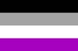 International asexual flag, people movement, flat icon. Canvas for all who abandoned sex life, not experiencing attraction and so on. Vector illustration of a colorful element