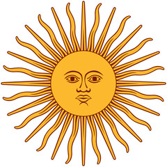 Canvas Print - The Inca sun God. Inti sun of may. Argentinian flag. Isolated on white background. Abstract vector illustration