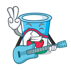 Poster - With guitar yogurt mascot cartoon style