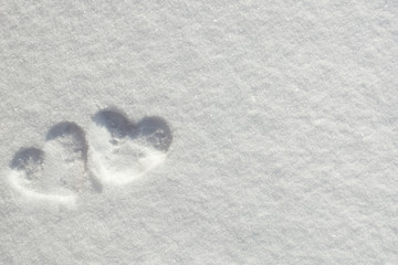 Valentine's Day Love hearts on snow