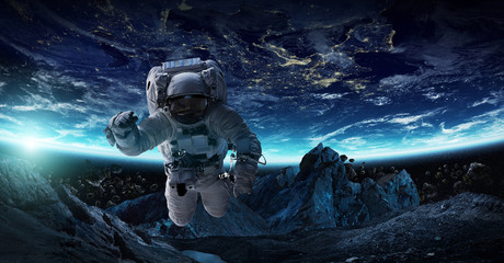 Wall Mural - astronaut floating in space 3d rendering elements of this image furnished by nasa