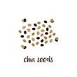 Doodle, hand drawn chia seeds, trendy superfood isolated on white background.