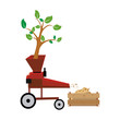 Wood chipper vector file tree through wood chipping machine chipper,  