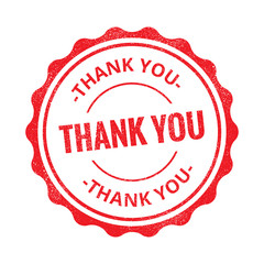 Wall Mural - Thank You grunge retro red isolated stamp on white background