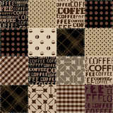 Coffee. Abstract coffee pattern on brown background with a lettring.