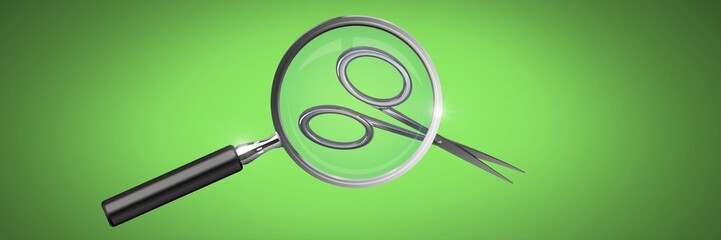 Poster - Scissors under magnifying glass