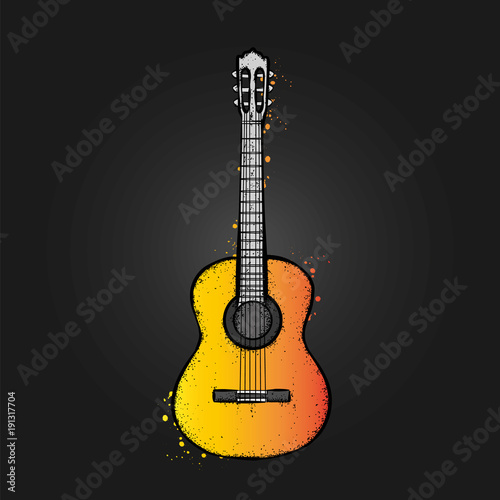 Obraz Dibond Acoustic guitar. Vector illustration.