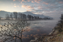 Clouds Reflected In River Mera At Dawn, Sorico, Como Province, Lower Valtellina, Lombardy
