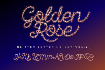 Wall Mural - Glitter rose Gold Handwritten alphabet