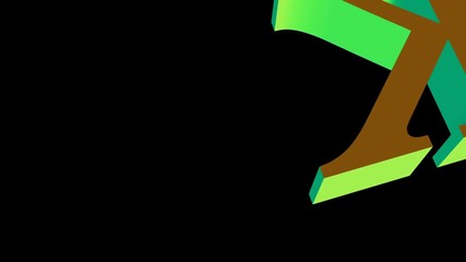 Poster - the letter rotates at the top right of the screen. color of the normal. cinematic design element. seamless loop.
