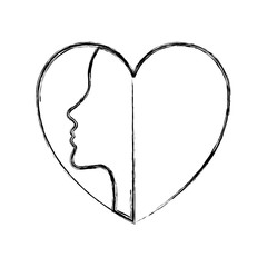 Sticker - heart with woman silhouette