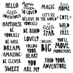 Wall Mural - Cute kids phrases, for baby room, greeting card, print on the wall, pillow, decoration kids interior, baby wear and t-shirts 