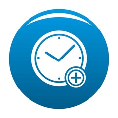 Poster - Time plus icon vector blue circle isolated on white background 