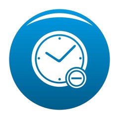 Poster - Time minus icon vector blue circle isolated on white background 