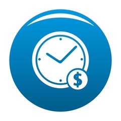 Poster - Clock money icon vector blue circle isolated on white background 