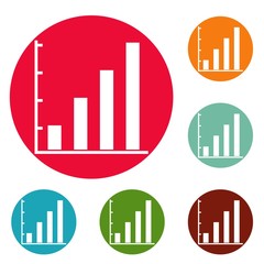 Poster - Finance chart icons circle set vector isolated on white background