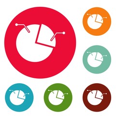Poster - Pie chart icons circle set vector isolated on white background