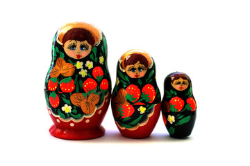 Russian dolls matryoshka on white background