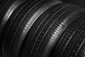 Wall Mural - Car tires, closeup