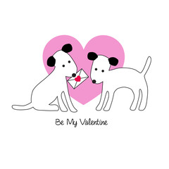 Sticker - cute dogs valentine