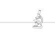 © LuckyStep - Single continuous line art science research microscope. Biology micro technology medicine business design one sketch outline drawing vector illustration