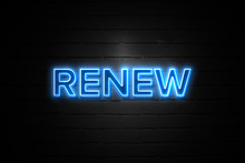 Renew Neon Sign On Brickwall