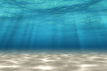 abstract under sea background, white sand with sun ray for your design. digital generating image. 3d